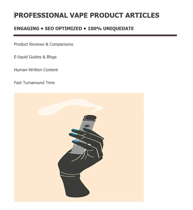 write SEO vape blog articles that rank on google