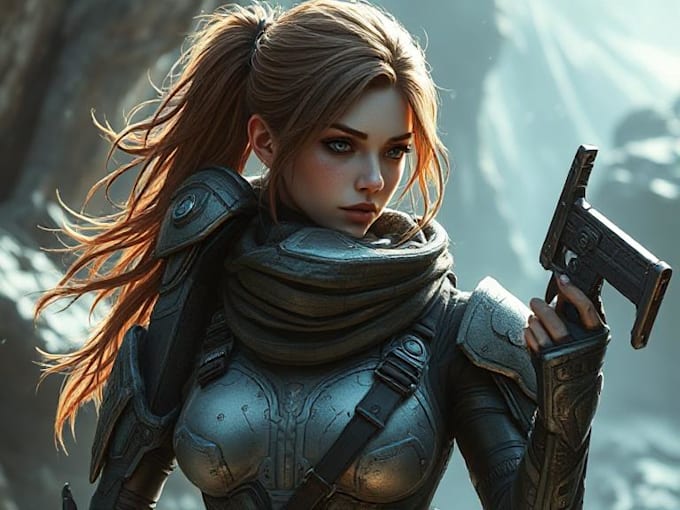 create fantasy, sci fi, character with hyperrealistic style