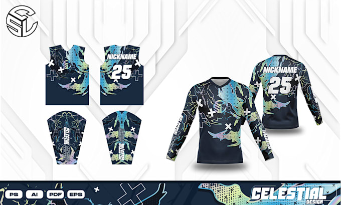 design cool and professionals motocross jersey set for sublimation