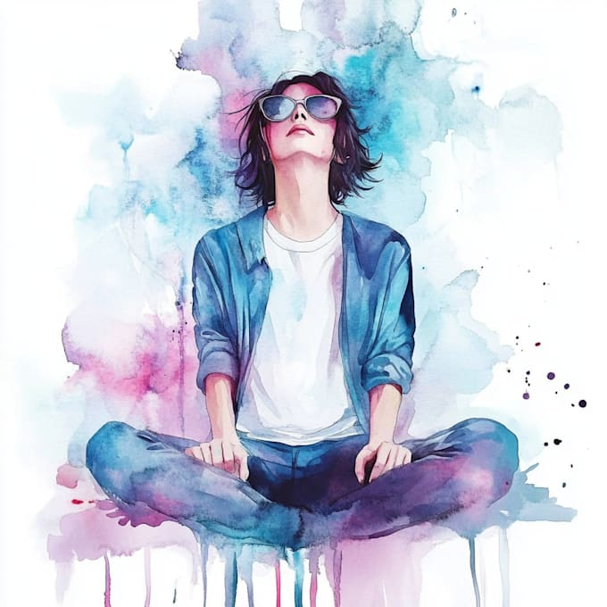 illustrate watercolor portrait illustration
