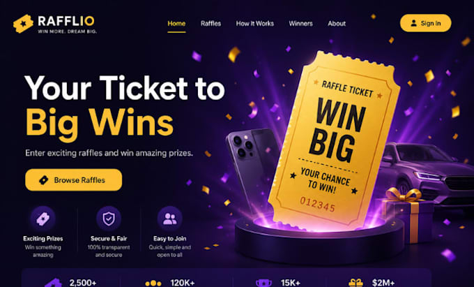build squarespace raffle website competition ticket website giveaway website