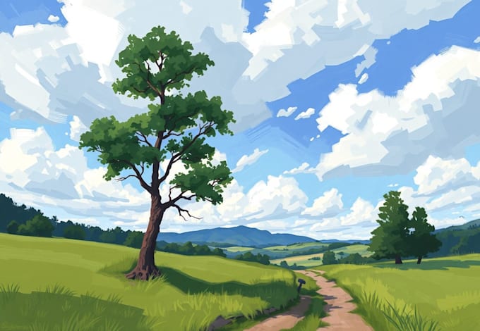 paint impressionism landscape in digital oil painting