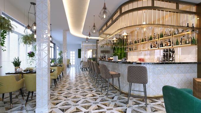 help your customers coming back with cozy 3d café and restaurant interior design