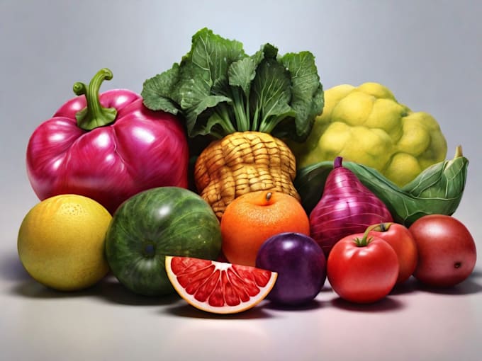 illustrate digitally realistic fruits or veggies