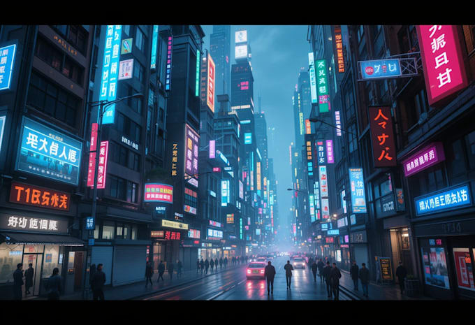 make a cyberpunk futuristic city art