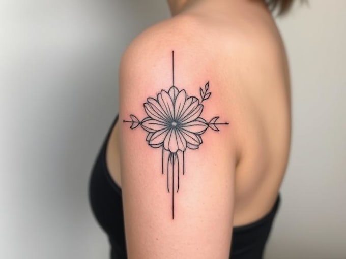 create minimalist line art tattoo with my style