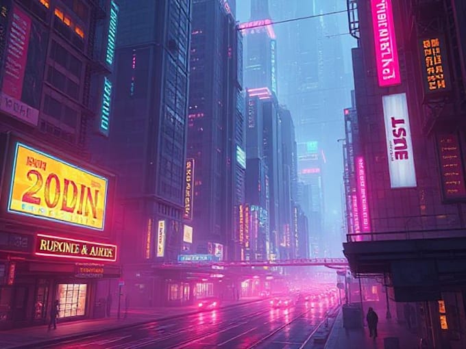 design an illustration of futuristic cyberpunk city