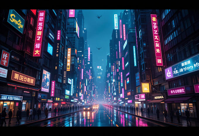 Design a cyberpunk futuristic city art by Carhamery | Fiverr