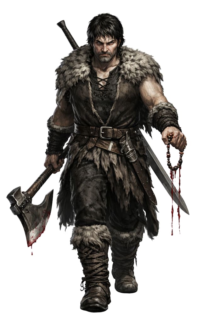 generate b and w or color fantasy character illustrations