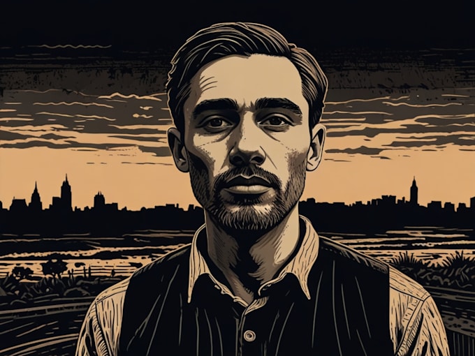 create a custom portrait in linocut style