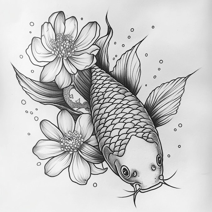 make a realistic black and white tattoo design for you