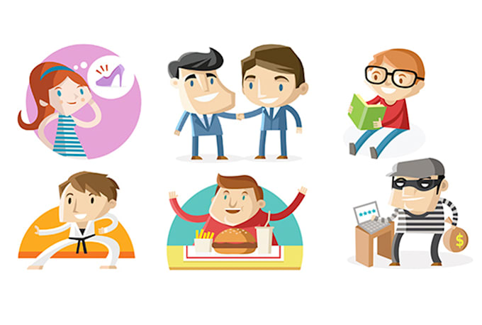 draw your ideas as flat design cartoons