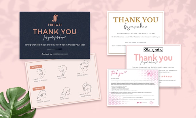 business thank you card, product insert card and packaging insert