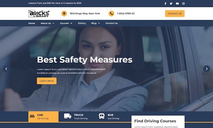 build squarespace driving school website driving instructor school landing page