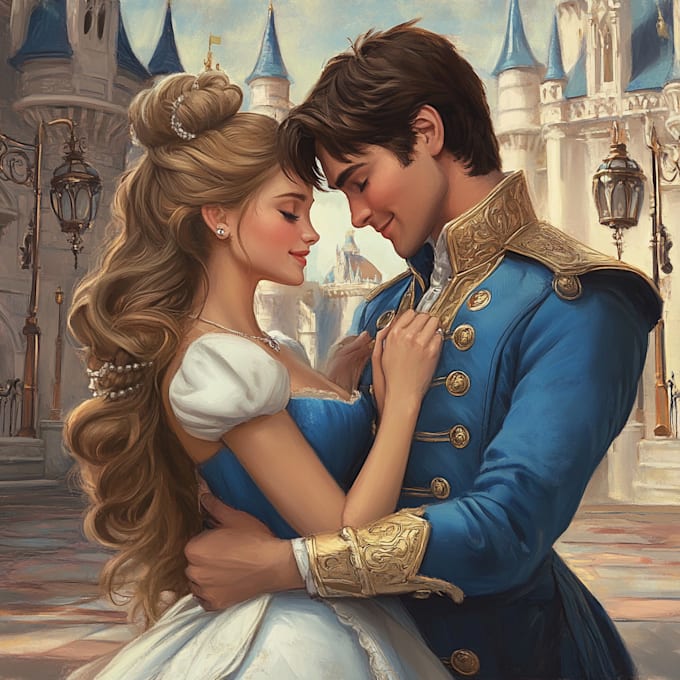 draw cartoon disney couple portrait