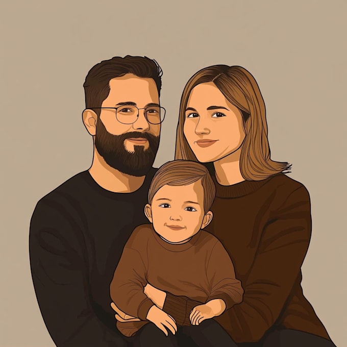 minimalistic vector portrait for your family