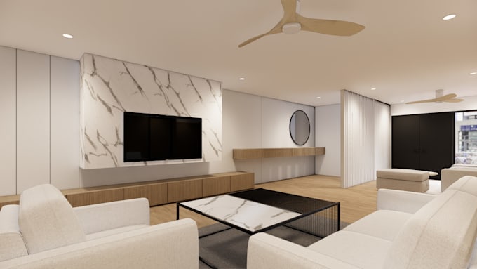 do living room interior design and render