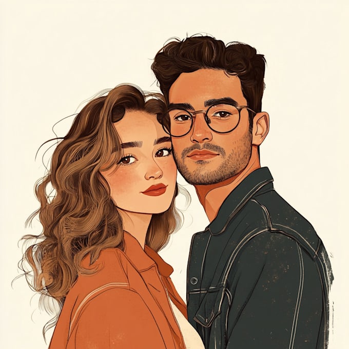 illustrate a vintage couple portrait