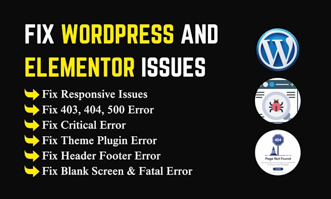 manage, update,  fix wordpress and elementor website issues