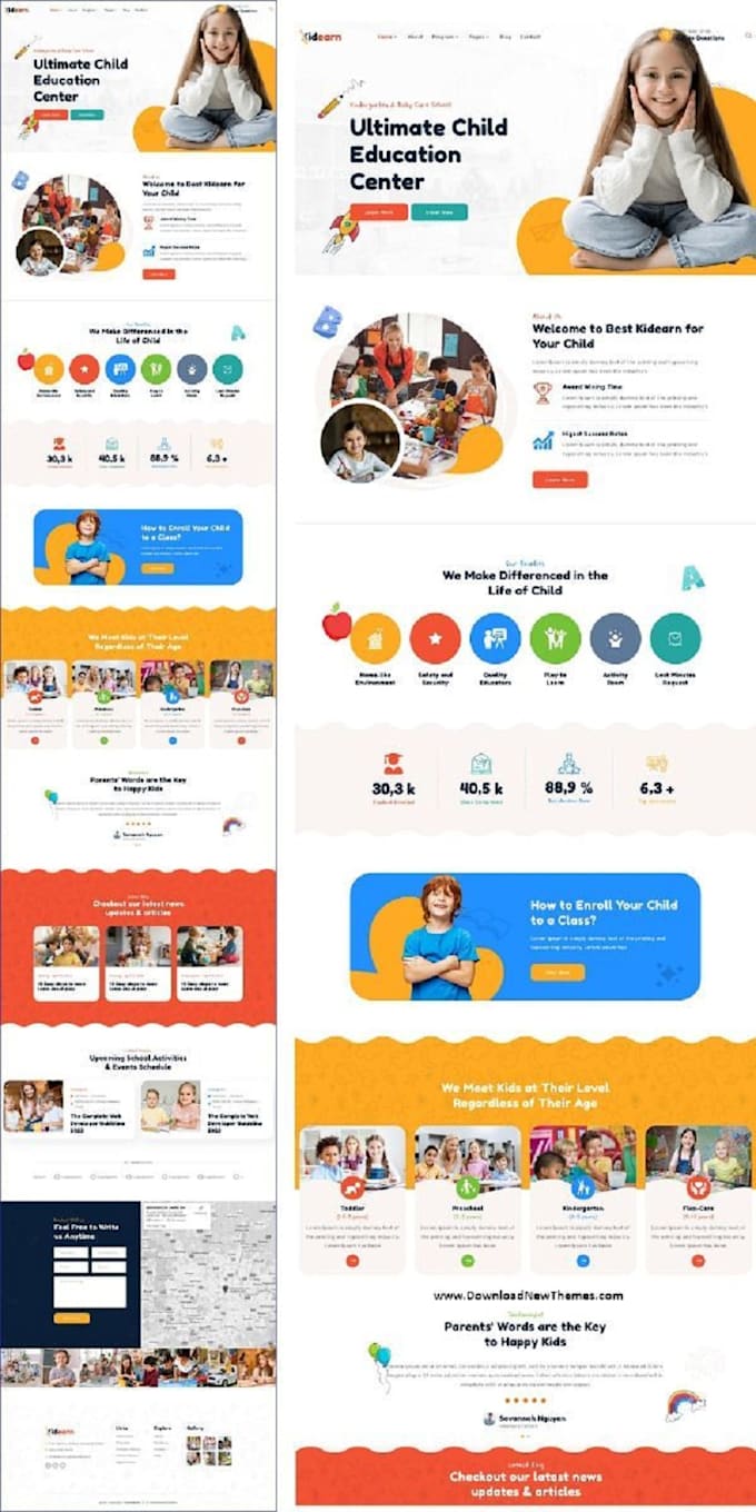 elearning website childcare preschool kindergarte wordpress with learn press lms