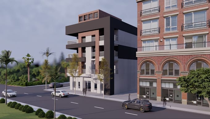 be your exterior design planner, highrise skyscraper architect, realistic render
