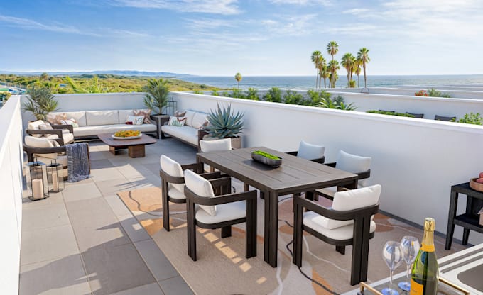 Buildup rooftop apartment, balconies,relax couch, roof terrace,city ...