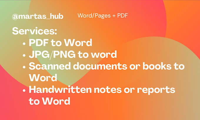 retype your handwritten text, notes, documents into word