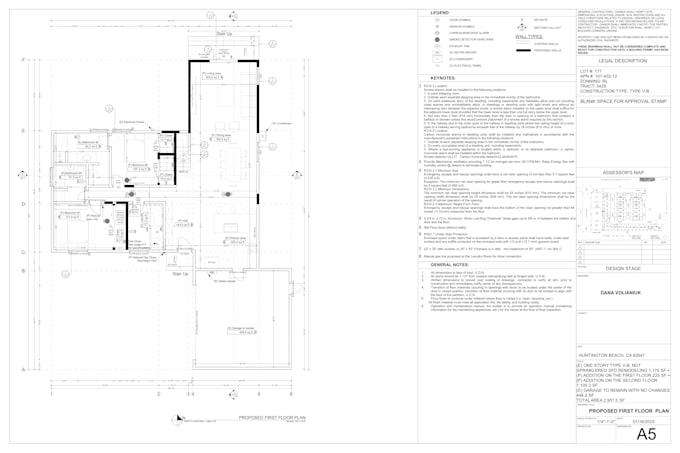 do an architectural permit drawing set for california