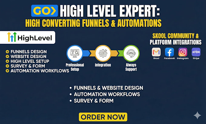 build funnel in gohighlevel, solve issues in ghl and setup ghl kajabi course