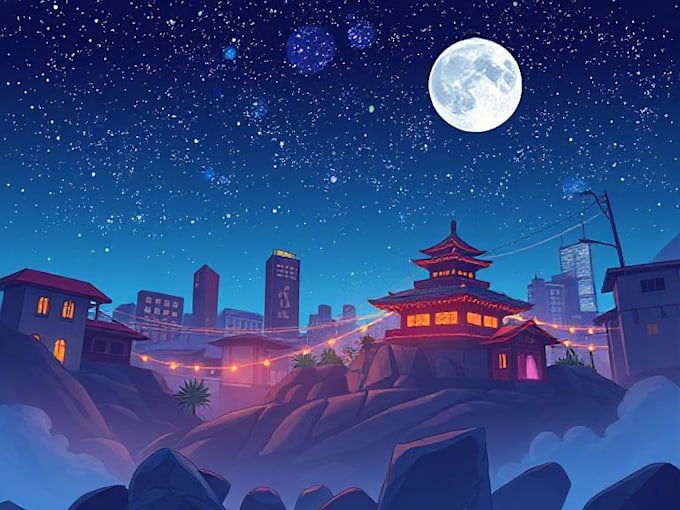 draw background art illustration for vtuber stream visual