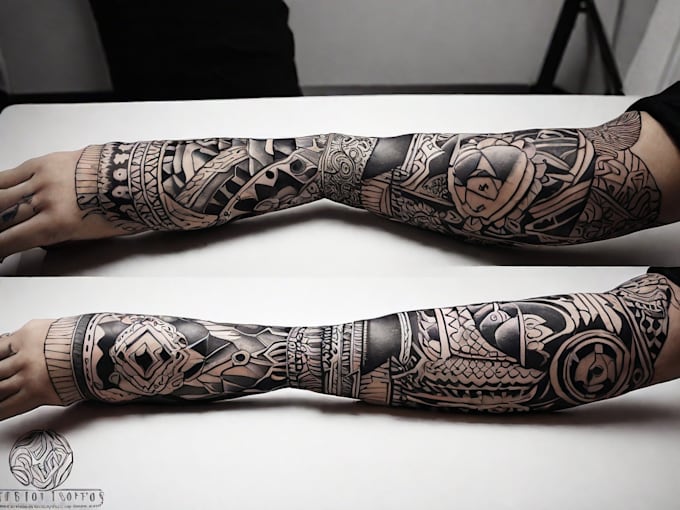 create sleeve tattoo design in geometric style