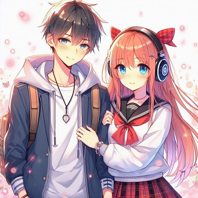 draw cool anime couple for you
