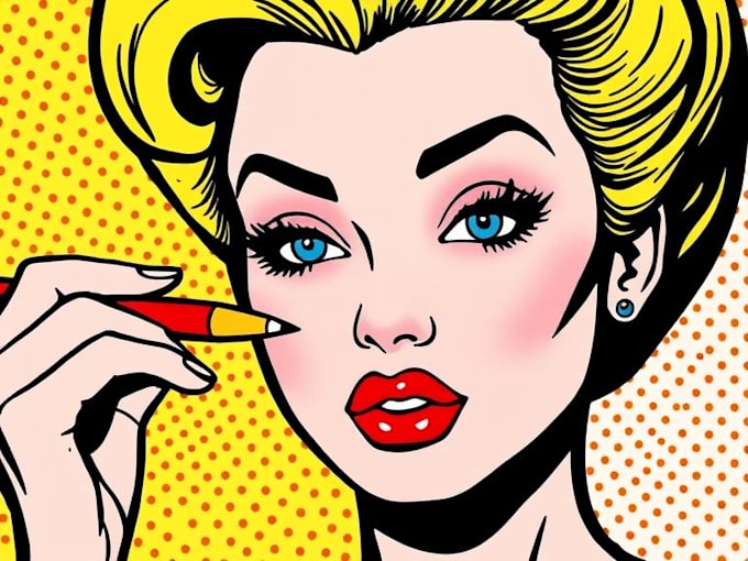 draw a retro pop art roy lichtenstein style