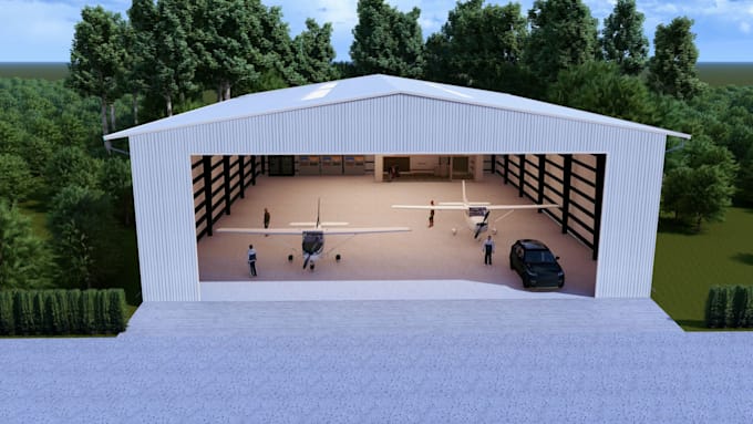 design steel building plans and realistic 3d models