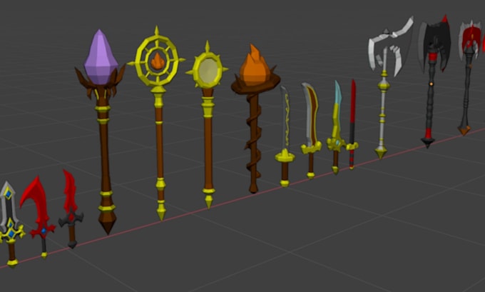 model unique low poly 3d weapons and game ready assets