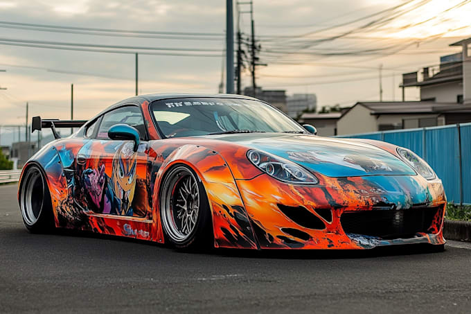 draw a car wrap, racing car wrap, livery car wrap design