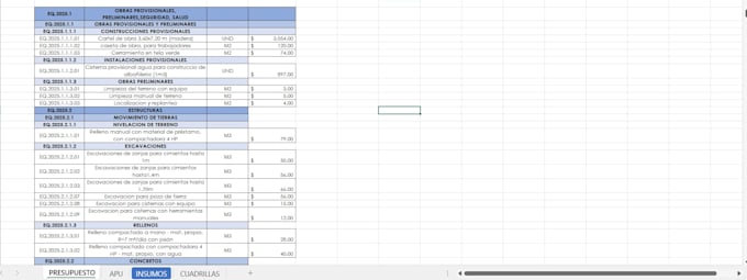 create detailed construction budgets and apus