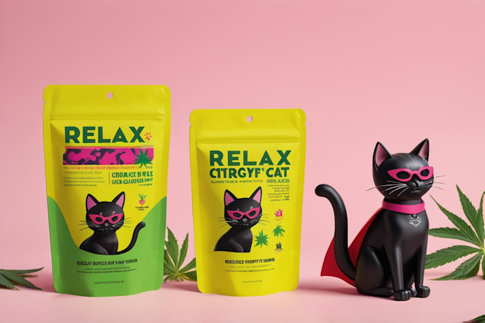 draw cartoon cannabis packaging label design