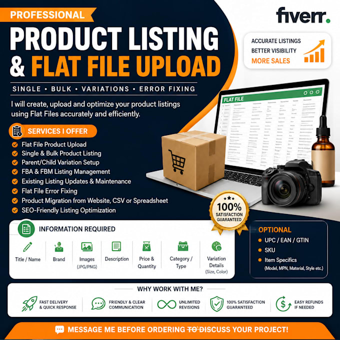 create amazon product listings, variations and bulk uploads