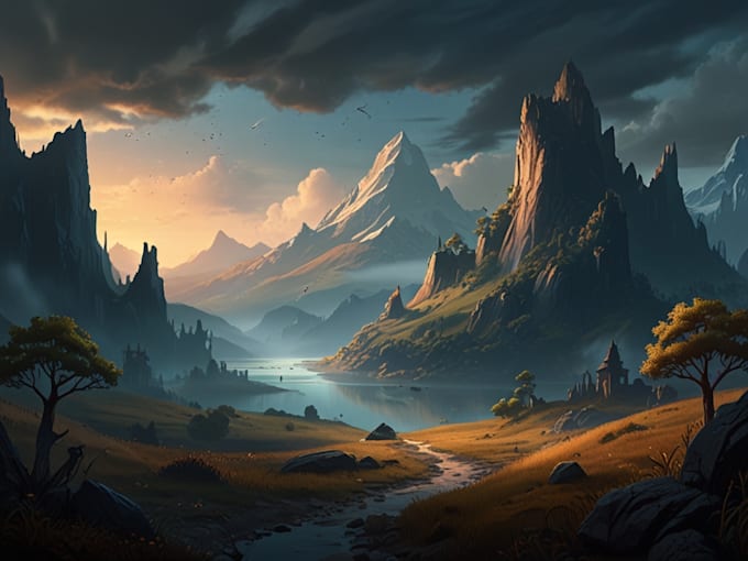 create concept art, fantasy landscapes, background scenes
