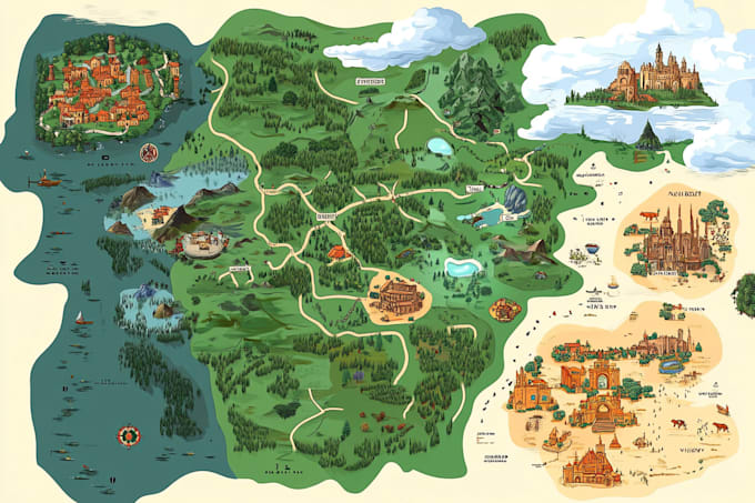 draw custom travel illustrated vector map design