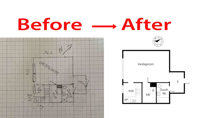 make the 2nd floor plan from hand sketch or matterport