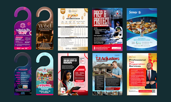 design eyecatching door hanger, postcard, one pager, leaflet, brochure in 12hrs