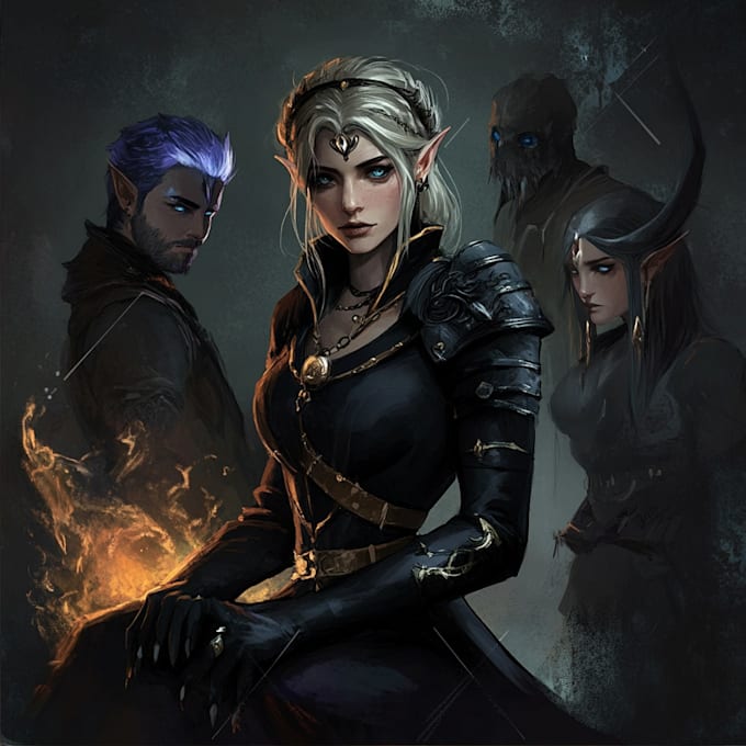 draw artwork for cover book, dnd, and card game