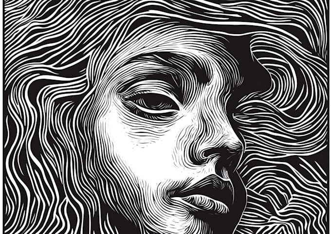 illustrate animal or botanical linocut based on your request