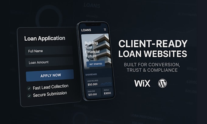 design wix studio loan and finance website investment, mortgage broker websites