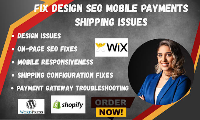 fix redesign SEO mobile payments shipping issues for wordpress shopify wix
