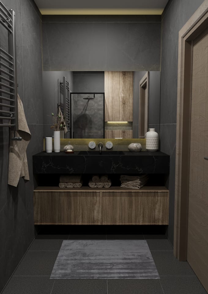 create bathroom interior design and visualization