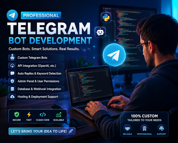 create a professional telegram bot with custom features