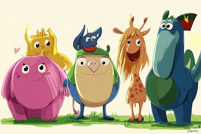 render realistic animals and vector cartoon figures